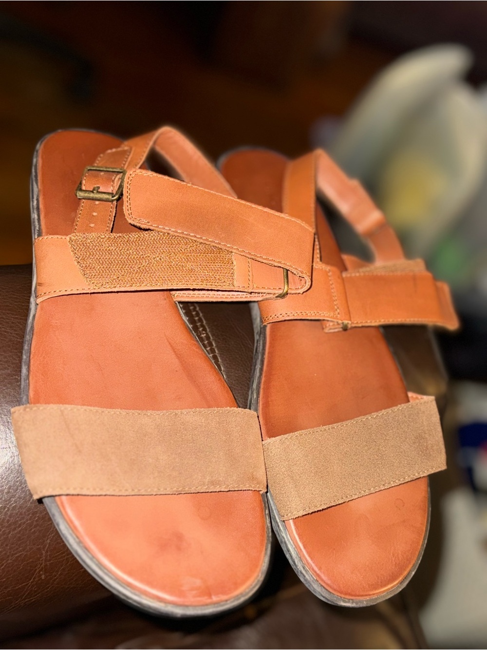 Vince Camuto Tan Suede & Leather Strap Sandals